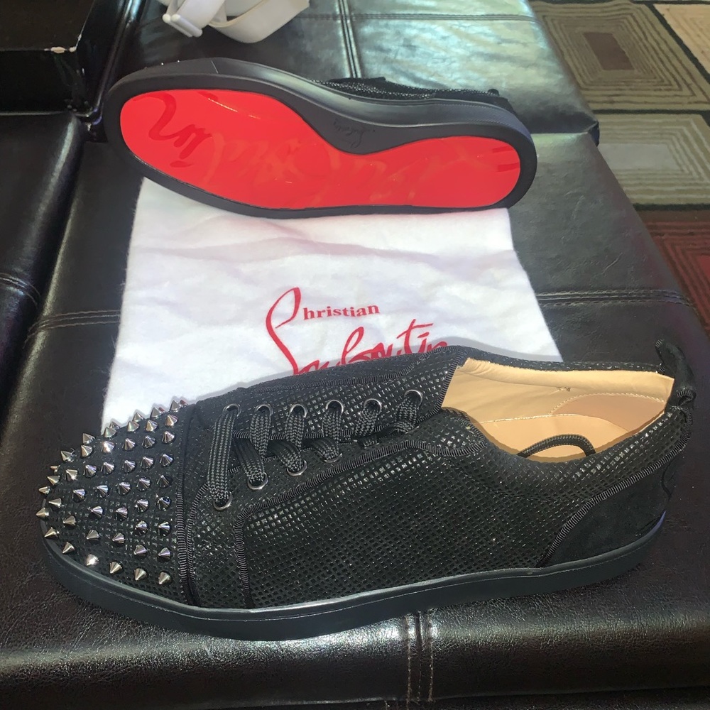 Black Louis Spikes Low-Top Sneakers